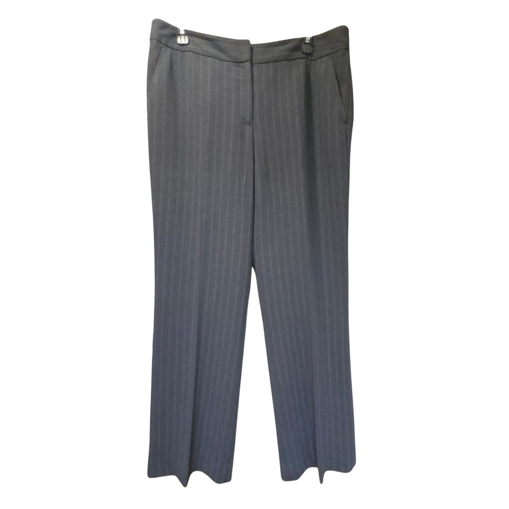 Liz Claiborne Audra Grey Pinstripe Wide Leg Dress Pants Womens 12 EUC
